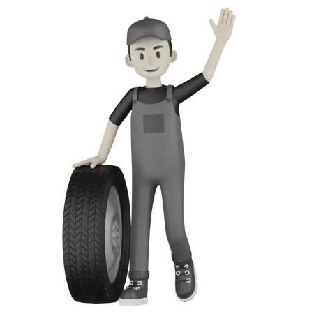 Mechanic Rolling Wheel  3D Illustration