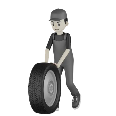 Mechanic Rolling Wheel 3D Illustration
