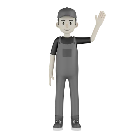 Mechanic Say Hello  3D Illustration