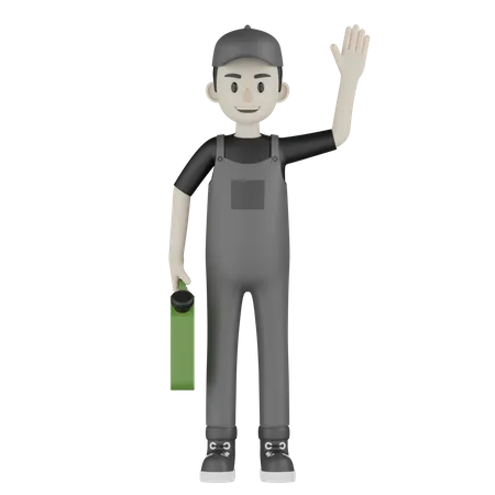 Mechanic Character With Different Pose 3D Illustration