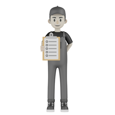 Mechanic Showing Checklist  3D Illustration