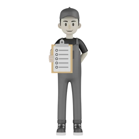 Mechanic Showing Checklist  3D Illustration