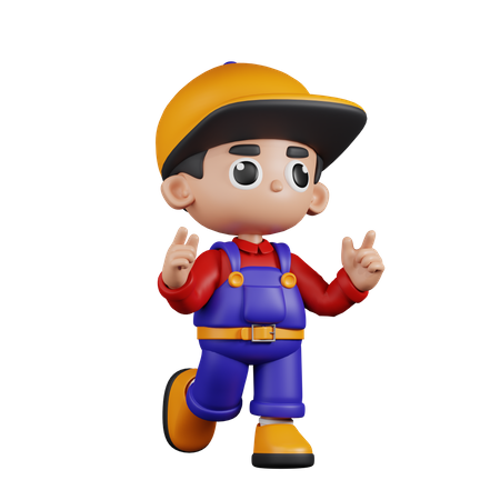 Mechanic Showing Feeling Happy  3D Icon