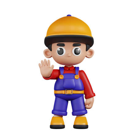 Mechanic Showing The Stop Sign  3D Icon