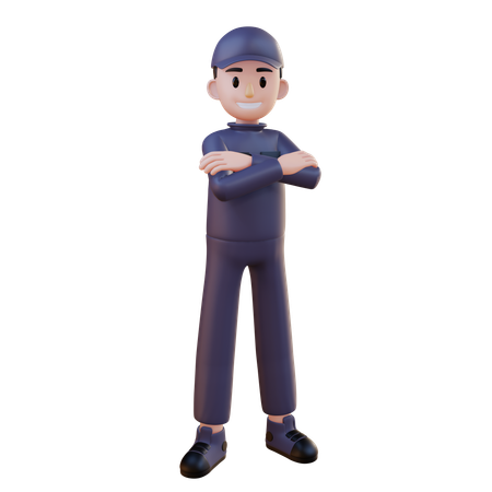 Mechanic Standing With Folding Hand  3D Icon