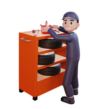 Mechanic Wrack Holder With Tool Kit  3D Illustration
