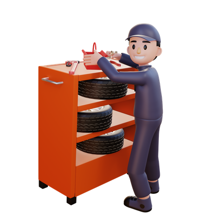 Mechanic Wrack Holder With Tool Kit  3D Illustration