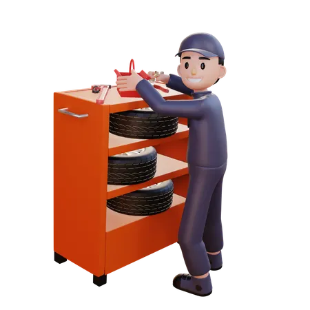 Mechanic Wrack Holder With Tool Kit  3D Illustration