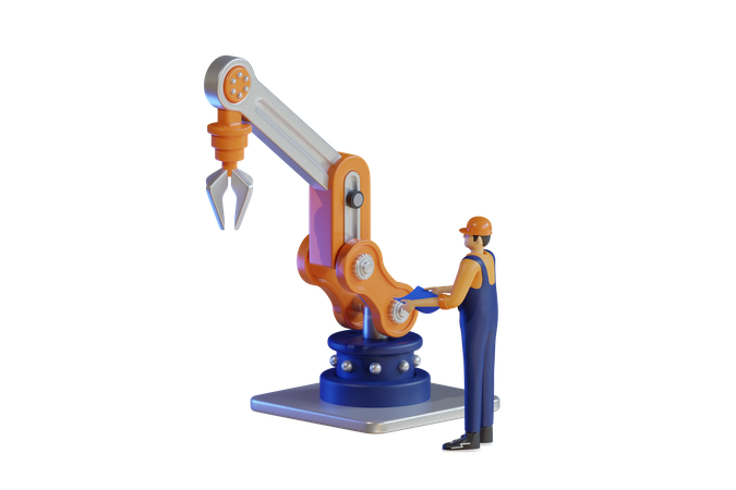 Mechanical robot  3D Illustration