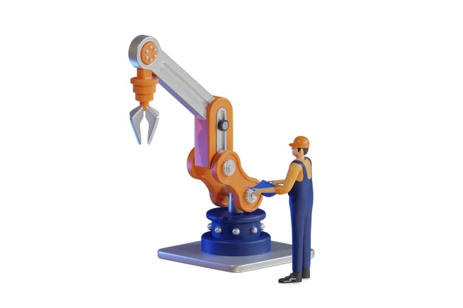 Mechanical robot  3D Illustration