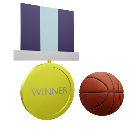 Medaglia del vincitore del basket  3D Icon