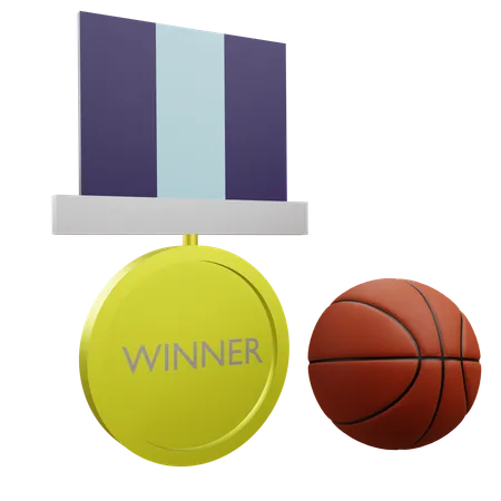 Medaglia del vincitore del basket  3D Icon