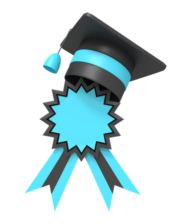 Médaille et chapeau de remise des diplômes  3D Icon