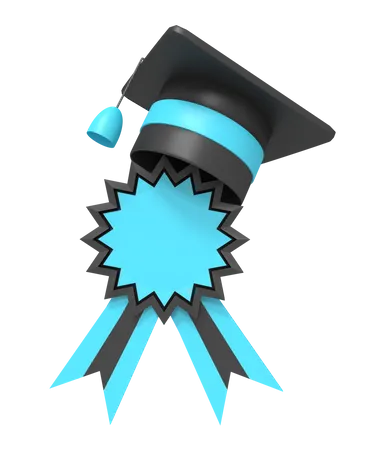 Médaille et chapeau de remise des diplômes  3D Icon