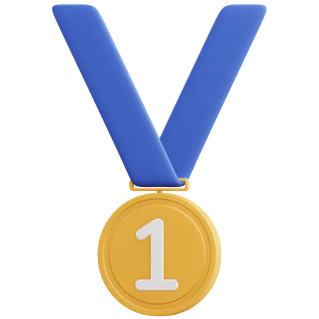 3 D Medal Illustration With Transparent Background 3D Icon