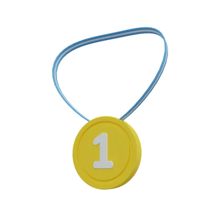 Gold Medal With Ribbon 3D Icon