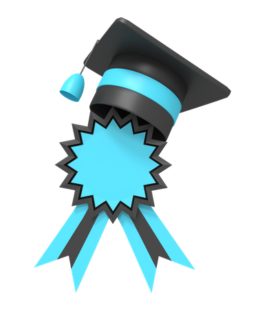 Medal And Graduation Hat  3D Icon