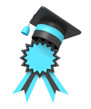 Medal And Graduation Hat  3D Icon