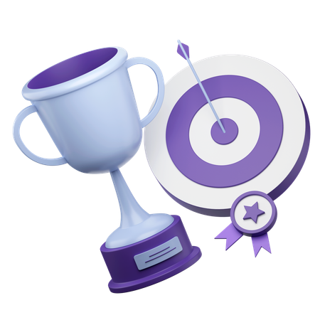 Medal And Trophy Awarded For Success  3D Icon