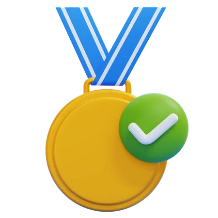 Medal Wiith A Check  3D Icon