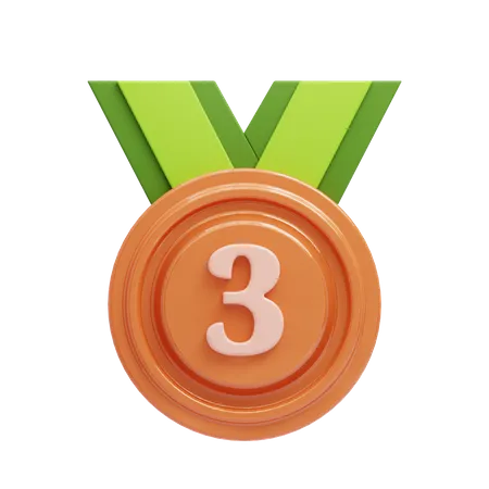Medalha de bronze com número  3D Icon