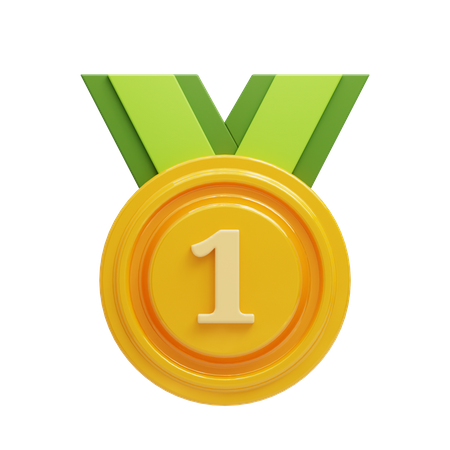 Medalha de ouro com número  3D Icon