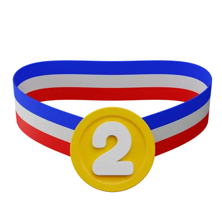 Medalha de segundo lugar  3D Illustration