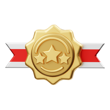 Medalha de três estrelas  3D Illustration