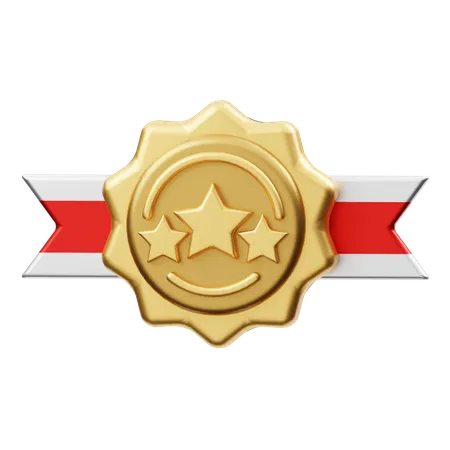 Medalha de três estrelas  3D Illustration