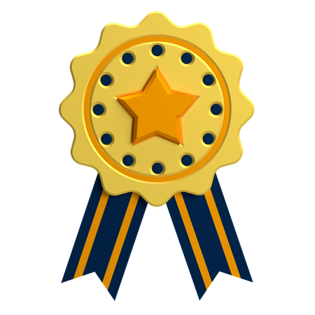 Medalha de emblema de ouro com estrela  3D Icon