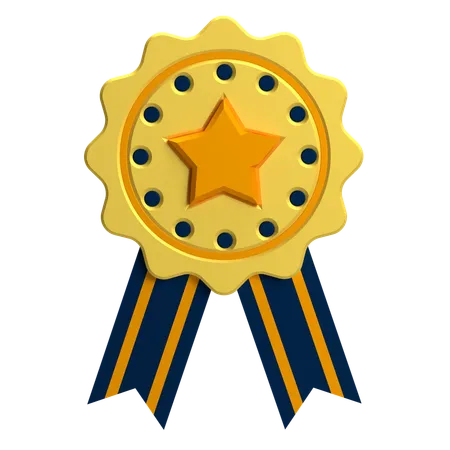 Medalha de emblema de ouro com estrela  3D Icon