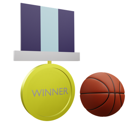 Medalha de vencedor de basquete  3D Icon