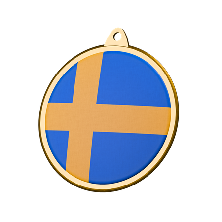 Insignia de medalla con la bandera de Suecia  3D Icon