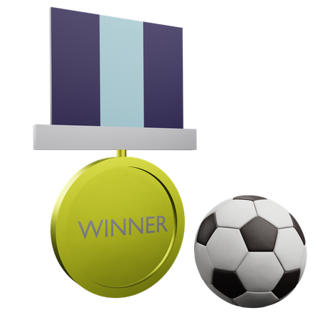 Medalla de ganador de fútbol  3D Icon