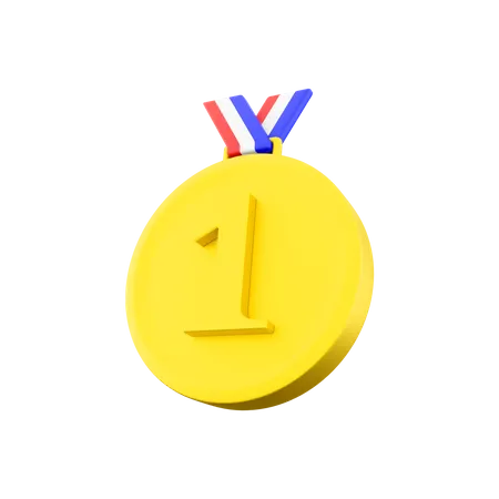 Representacion 3 D Del Primer Lugar Icono De Medalla De Oro Representacion 3 D De Uno De Los Tipos De Medallas Utilizadas Como Icono De Premio Medalla De Oro 3D Icon