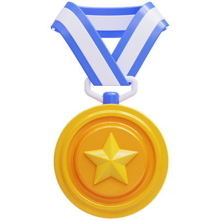 Medalla de oro con estrella.  3D Icon