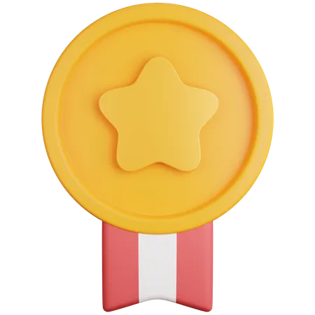 Medalla de oro estrella  3D Icon