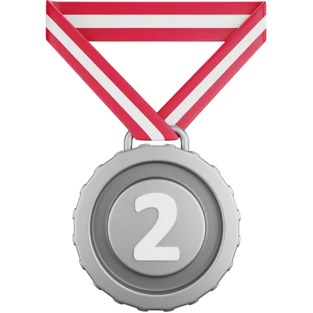 Ilustracion De Icono 3 D Medalla De Honor Del Segundo Lugar 3D Icon