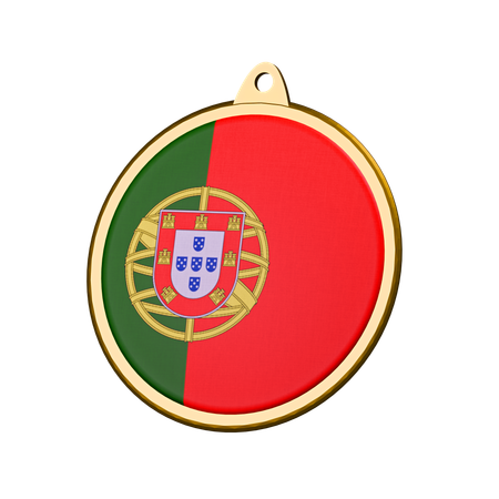 Insignia de medalla con la bandera de Portugal  3D Icon