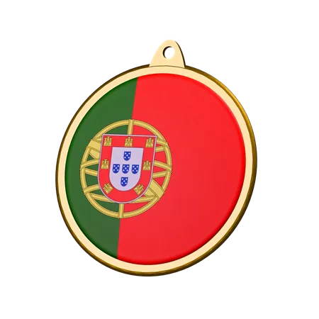 Insignia de medalla con la bandera de Portugal  3D Icon