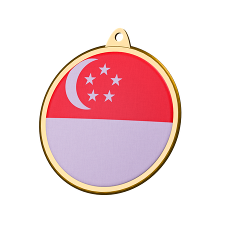 Insignia de medalla con la bandera de Singapur  3D Icon