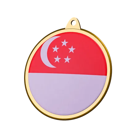 Insignia de medalla con la bandera de Singapur  3D Icon