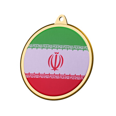 Insignia de medalla con la bandera de Irán  3D Icon