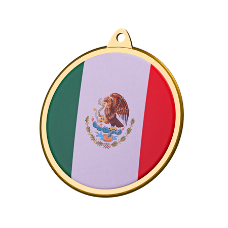 Insignia de medalla con la bandera de México  3D Icon