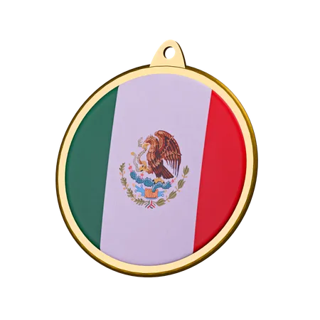 Insignia de medalla con la bandera de México  3D Icon