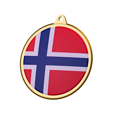 Insignia de medalla con la bandera de Noruega  3D Icon