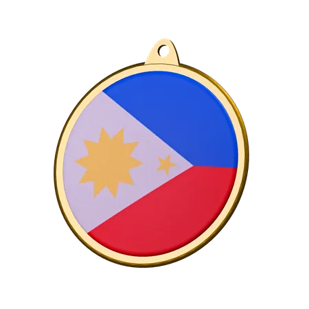 Insignia de medalla con la bandera de Filipinas  3D Icon