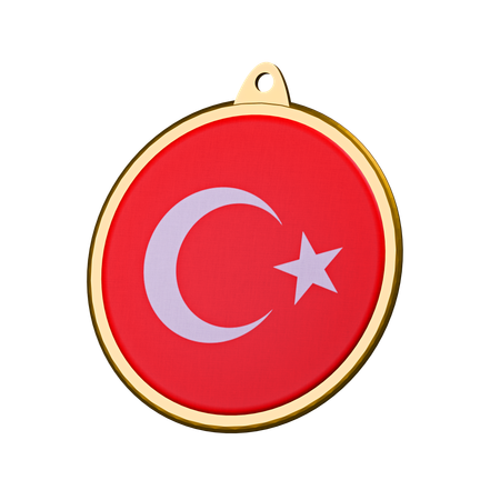 Insignia de medalla con la bandera de Turquía  3D Icon