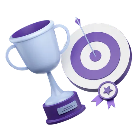 Medalla y trofeo otorgados por el éxito  3D Icon