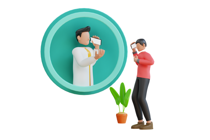 Médecin aidant le patient sur un téléphone portable  3D Icon